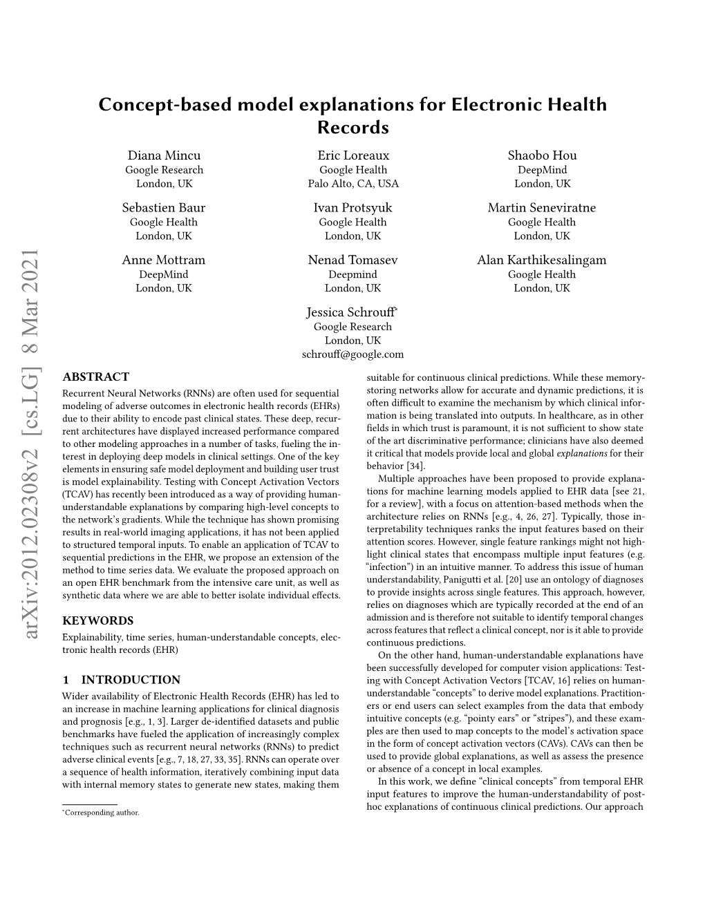 Concept-Based Model Explanations for Electronic Health Records