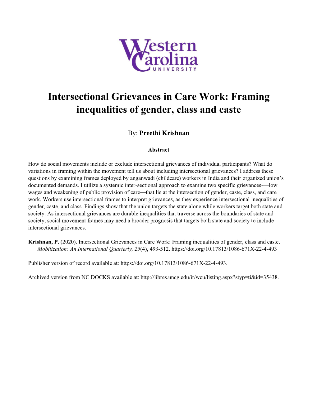 Framing Inequalities of Gender, Class and Caste