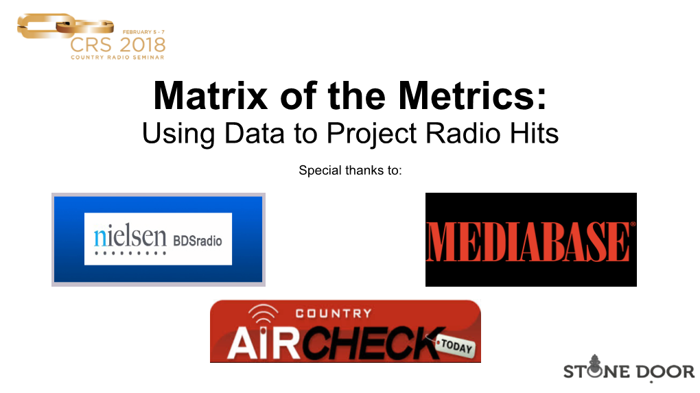 CRS 2018 Matrix of the Metrics Powerpoint for Nashville 020318