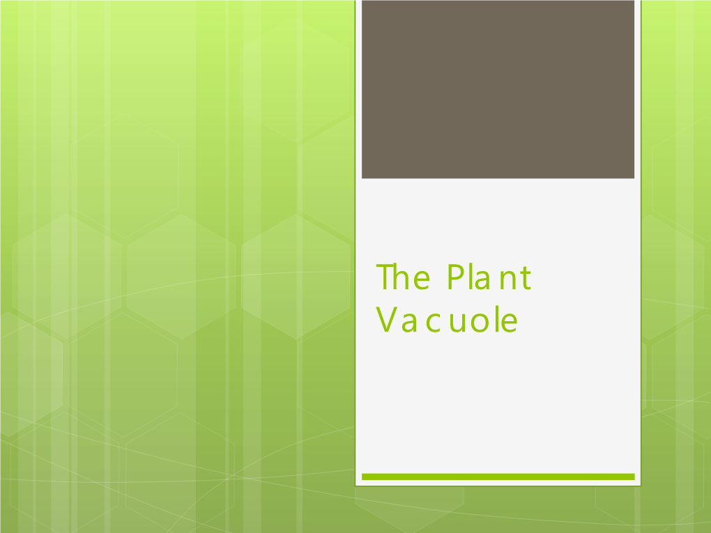 The Plant Vacuole Vacuole