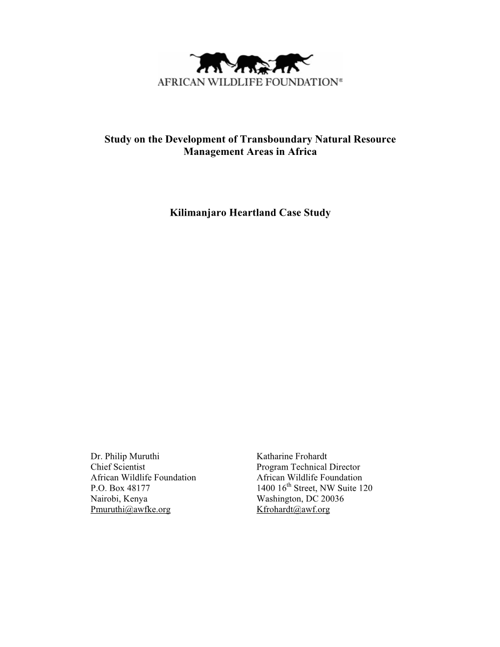 Study on the Development of Transboundary Natural Resource Management Areas in Africa