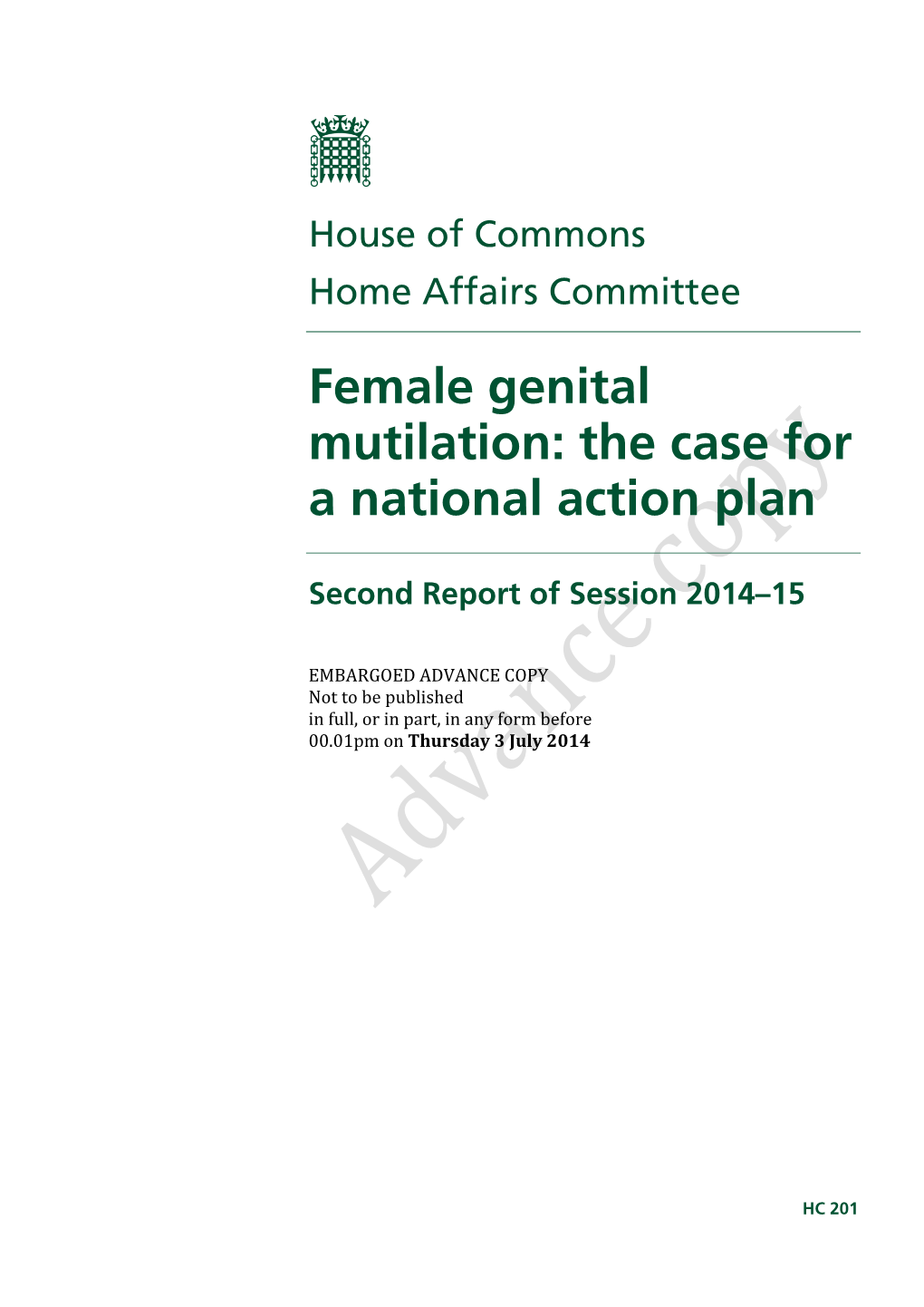 Female Genital Mutilation: the Case for a National Action Plan