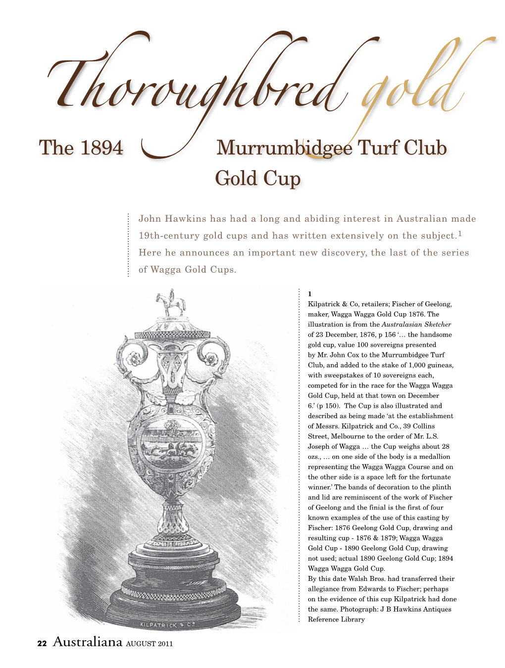 The 1894 Murrumbidgee Turf Club Gold