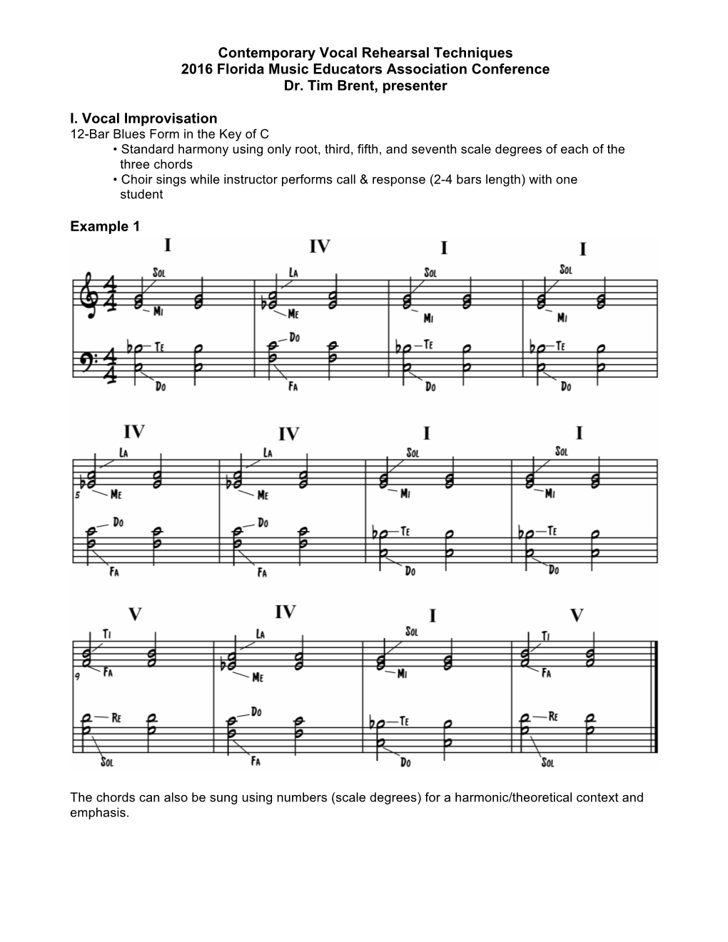 Contemporary Vocal Rehearsal Techniques Interest Session Handout