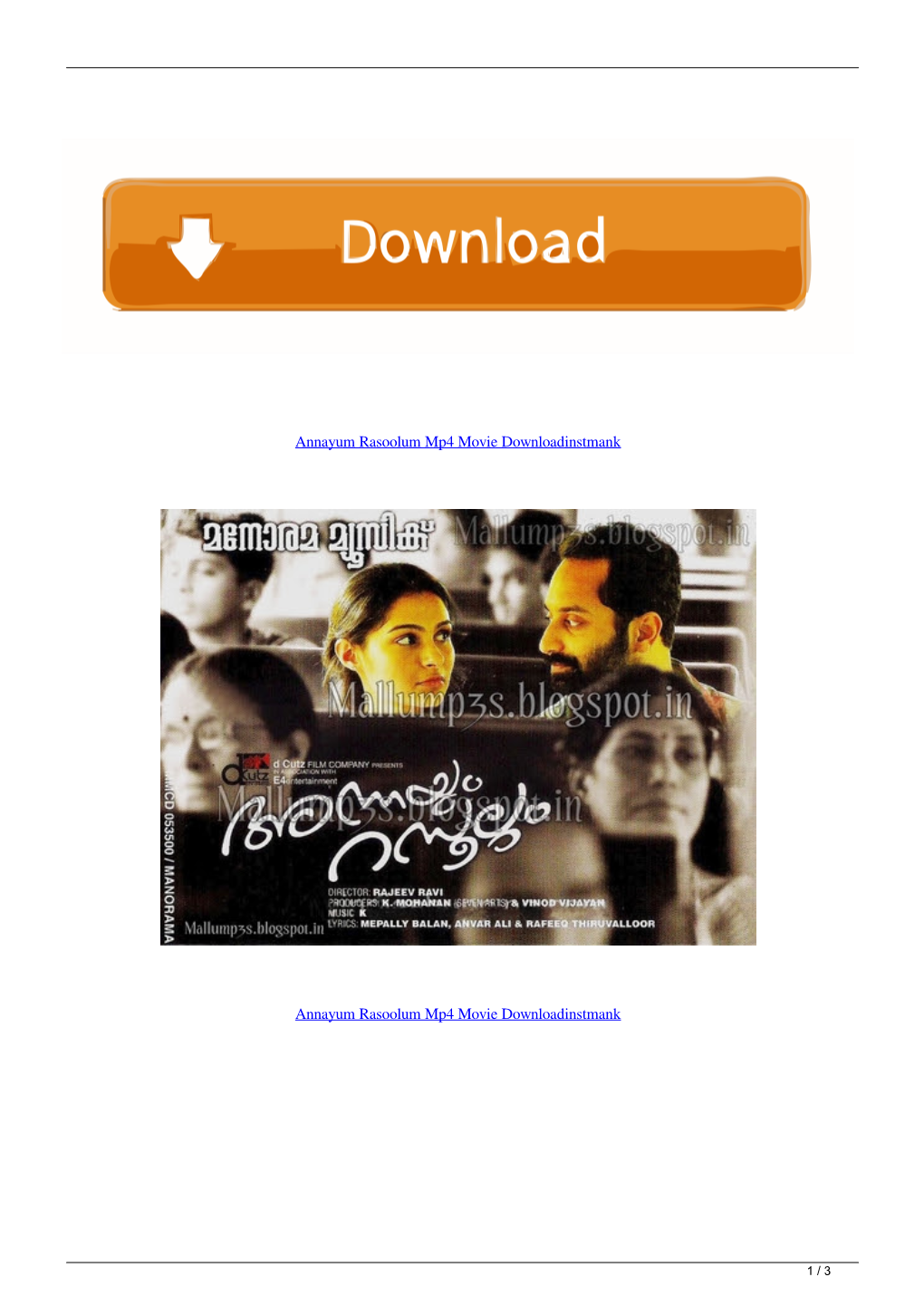 Annayum Rasoolum Mp4 Movie Downloadinstmank