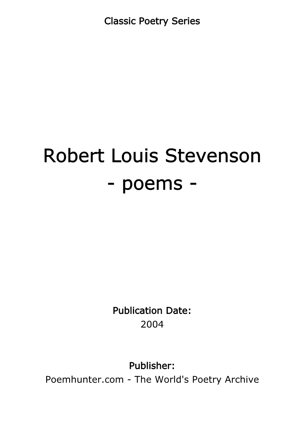 Robert Louis Stevenson - Poems