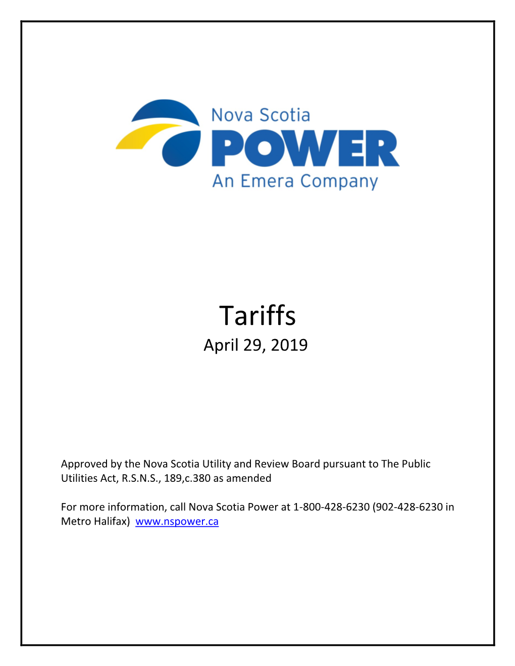 Tariffs April 29, 2019