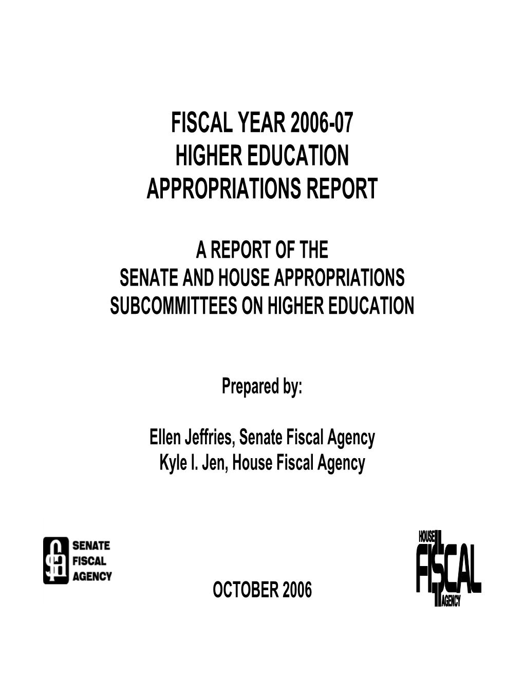 Higher Education Appropriations Report