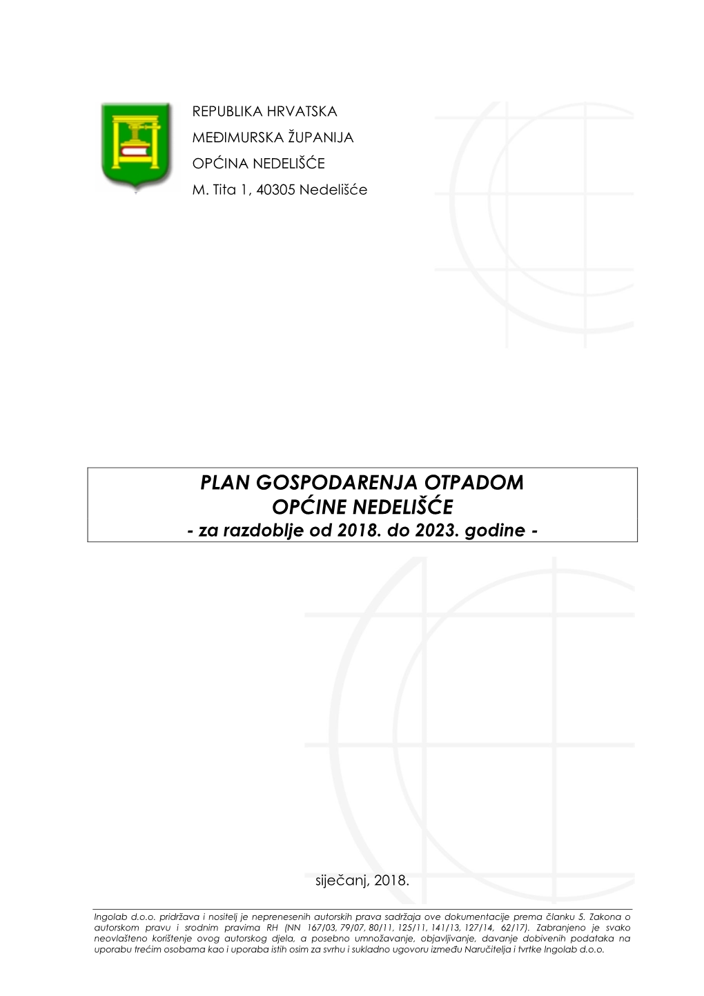 PLAN GOSPODARENJA OTPADOM OPĆINE NEDELIŠĆE - Za Razdoblje Od 2018