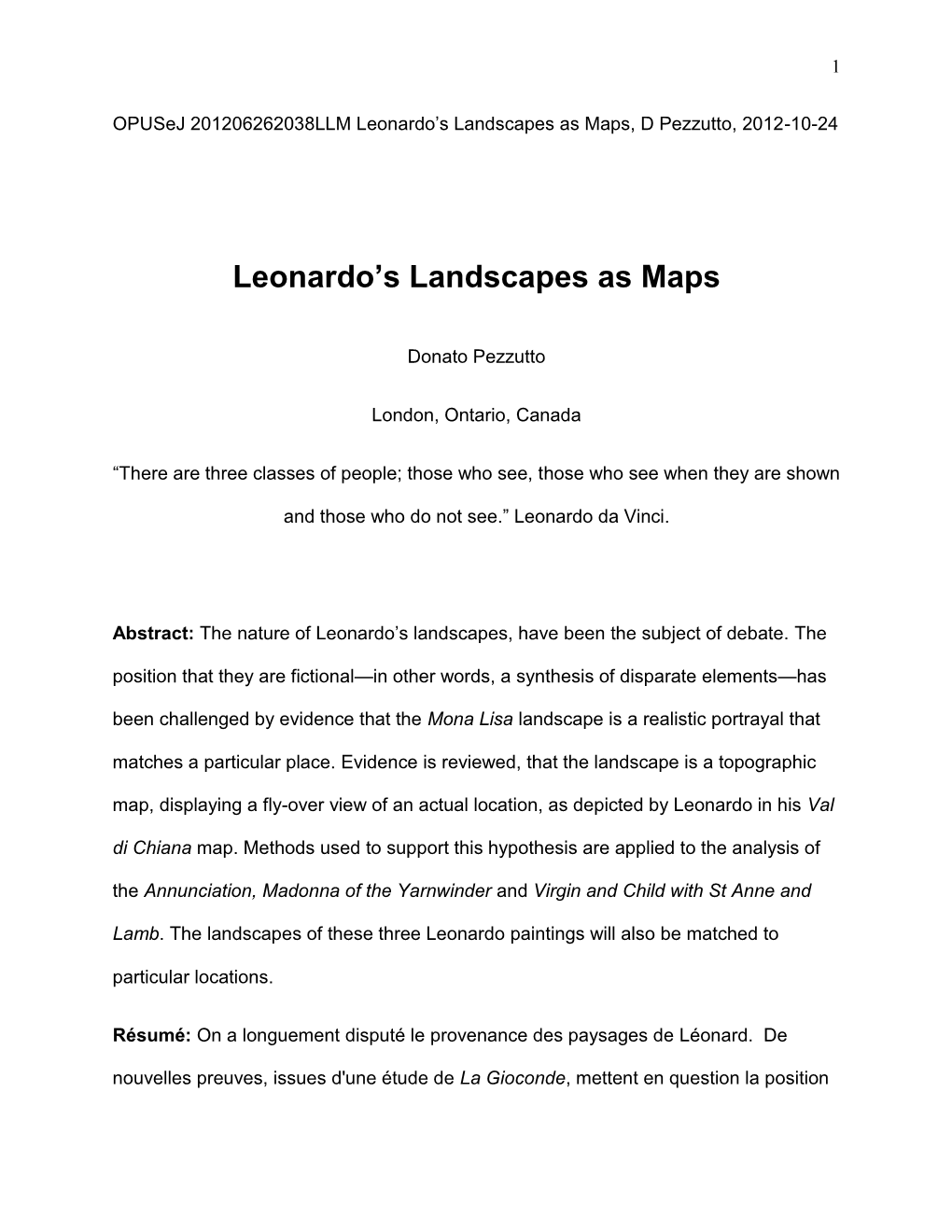 Leonardo's Landscapes As Maps
