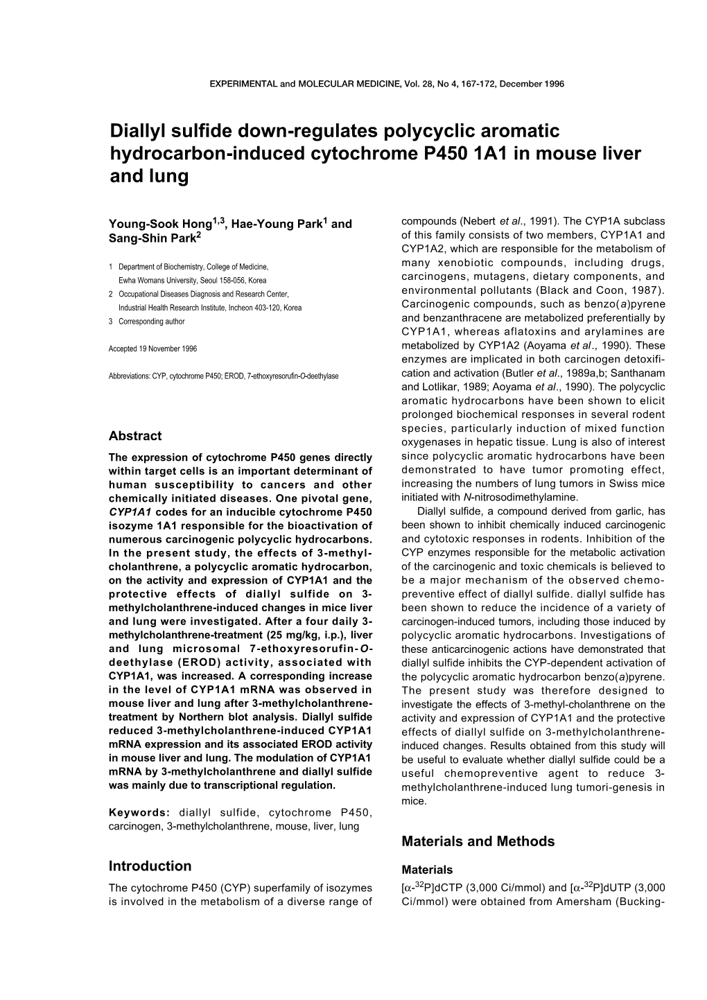 Diallyl Sulfide Down-Regulates Polycyclic Aromatic Hydrocarbon-Induced Cytochrome P450 1A1 in Mouse Liver and Lung