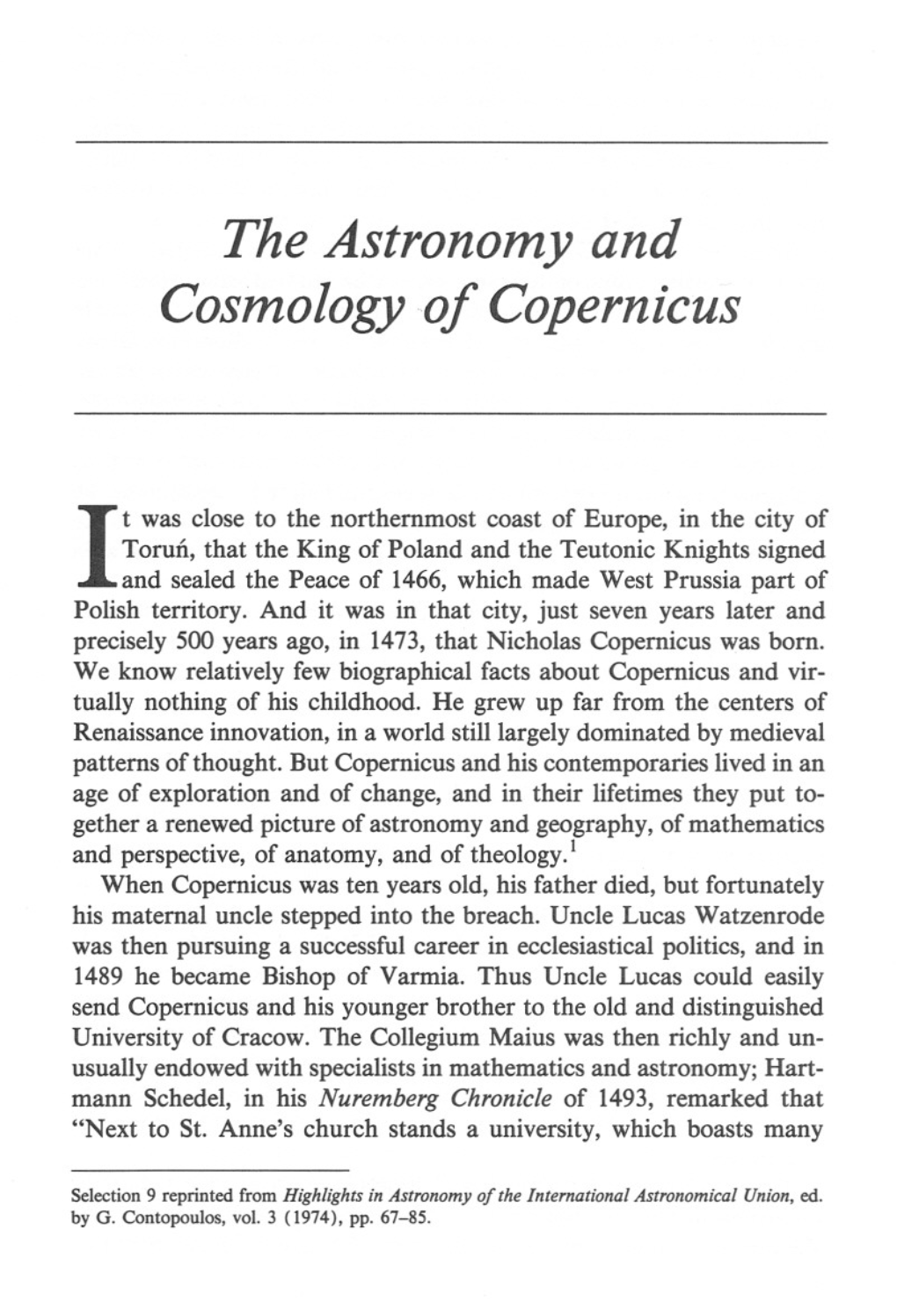 The Astronomy and Cosmology of Copernicus