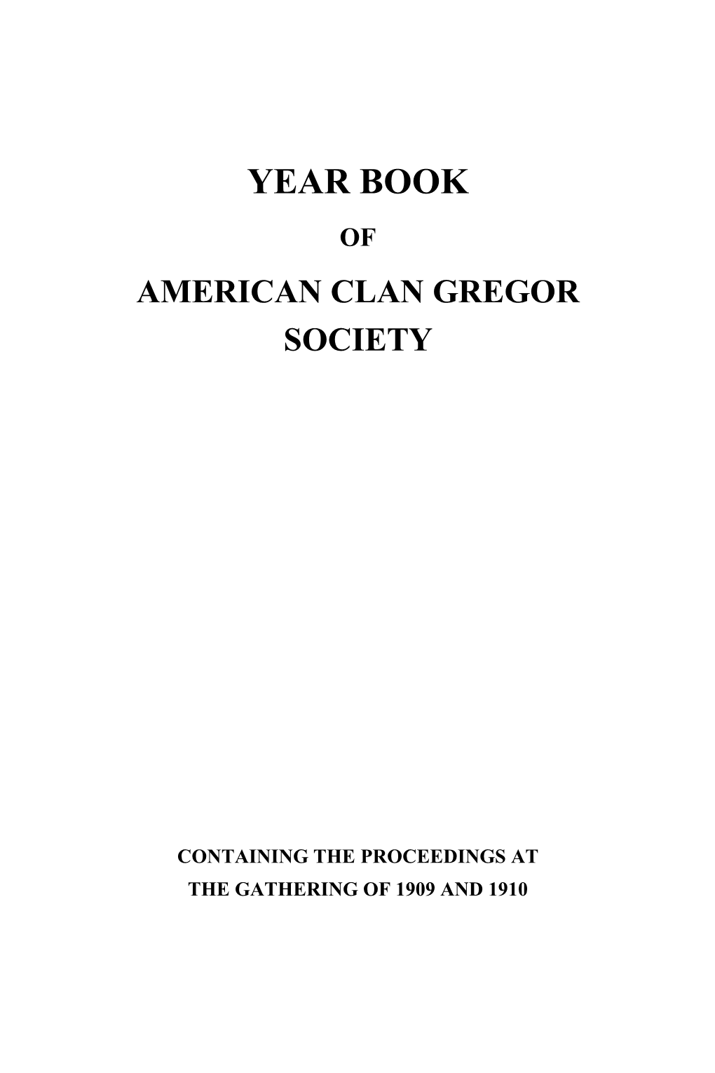 Year Book of American Clan Gregor Society