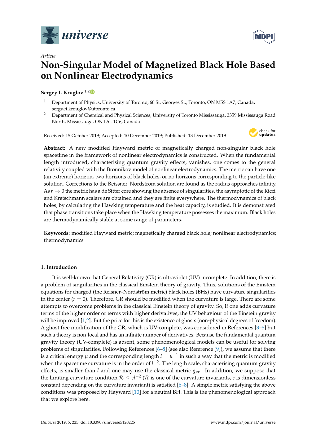 Non-Singular Model of Magnetized Black Hole Based on Nonlinear Electrodynamics