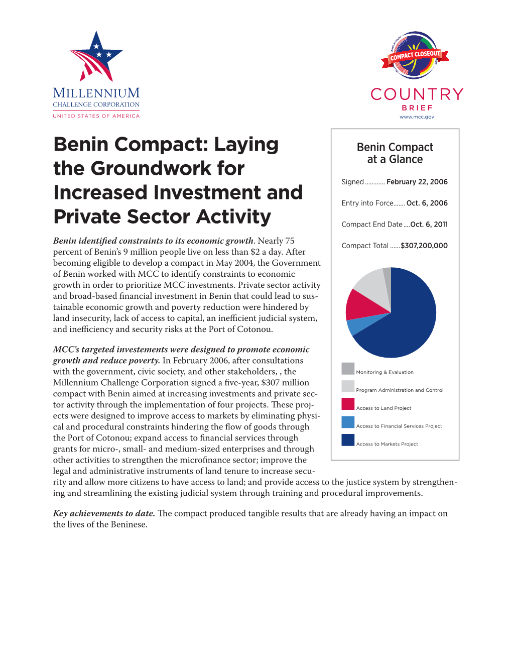 Increased Investment and Private Sector Activity | April 3, 2012 2 Access to Financial Services Project