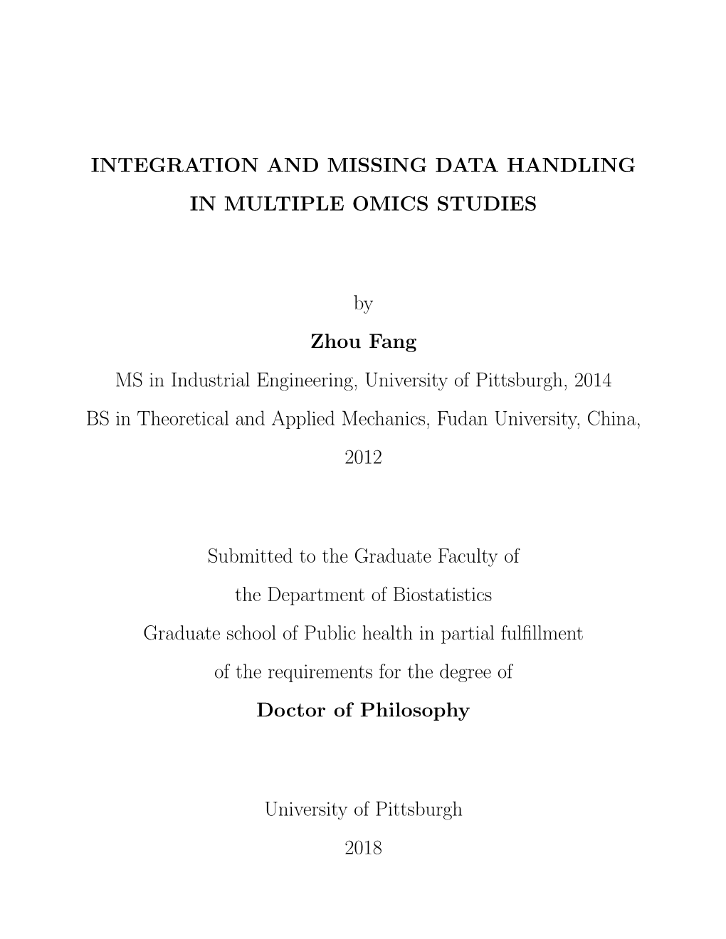 Integration and Missing Data Handling in Multiple Omics Studies