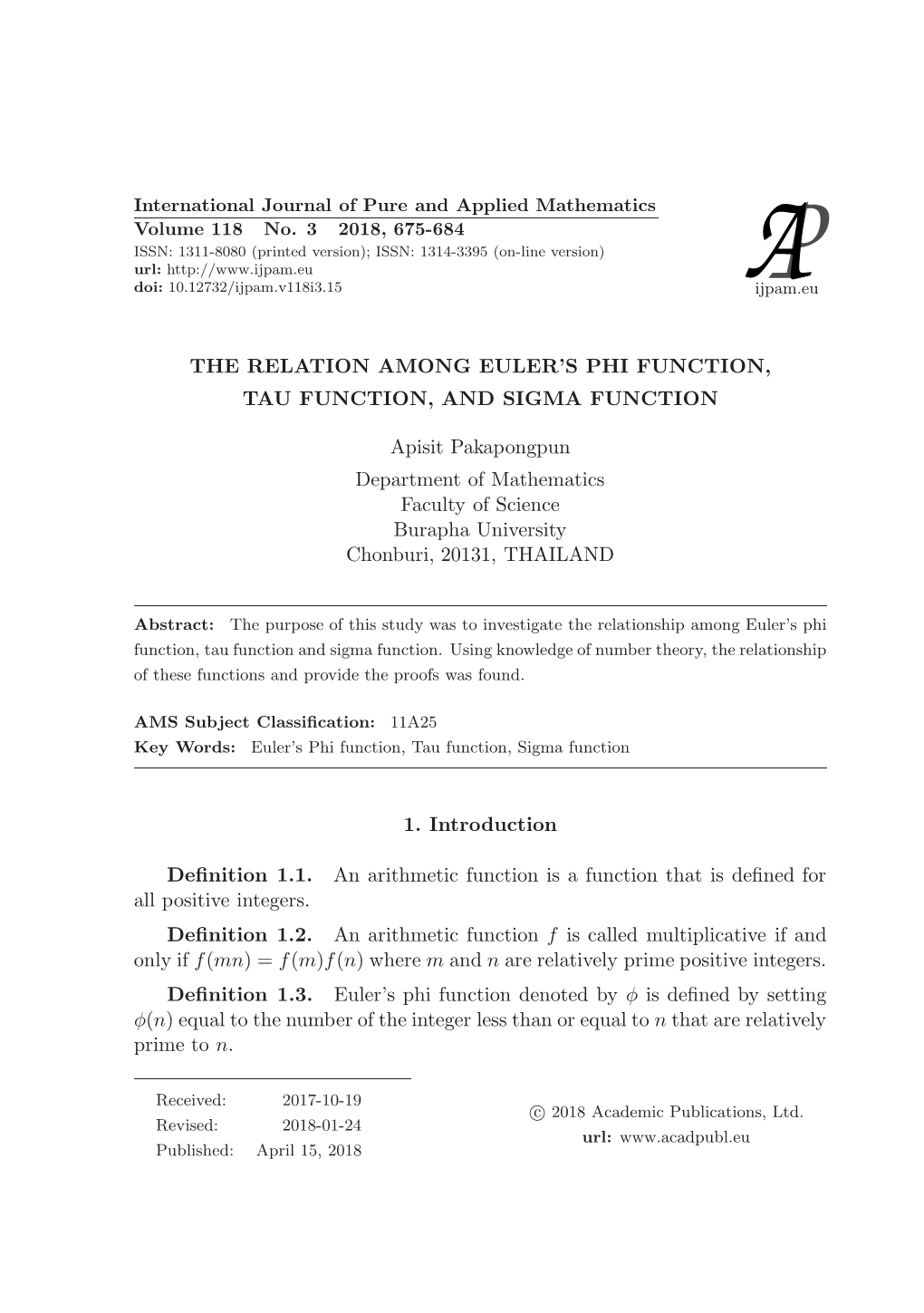 The Relation Among Euler's Phi Function, Tau Function