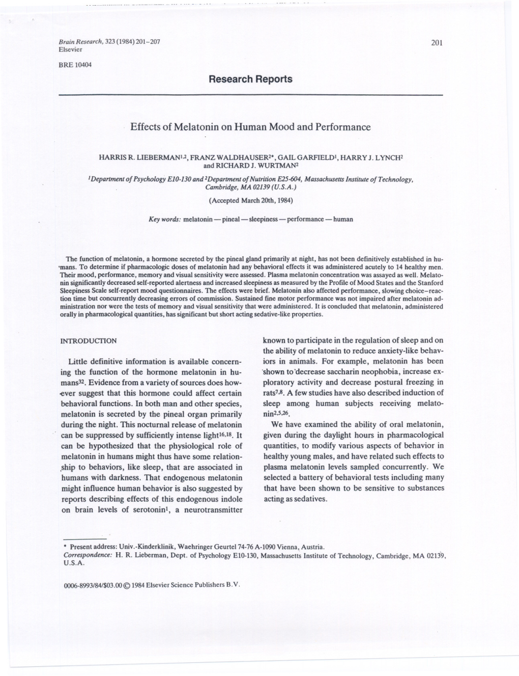 Effects of Melatonin on Human Mood and Performance