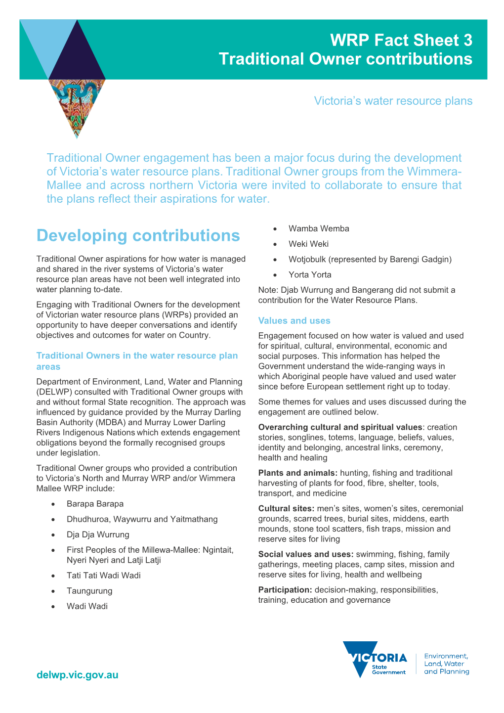 Developing Contributions WRP Fact Sheet 3 Traditional Owner