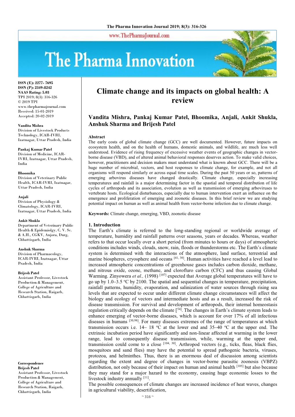 Climate Change and Its Impacts on Global Health