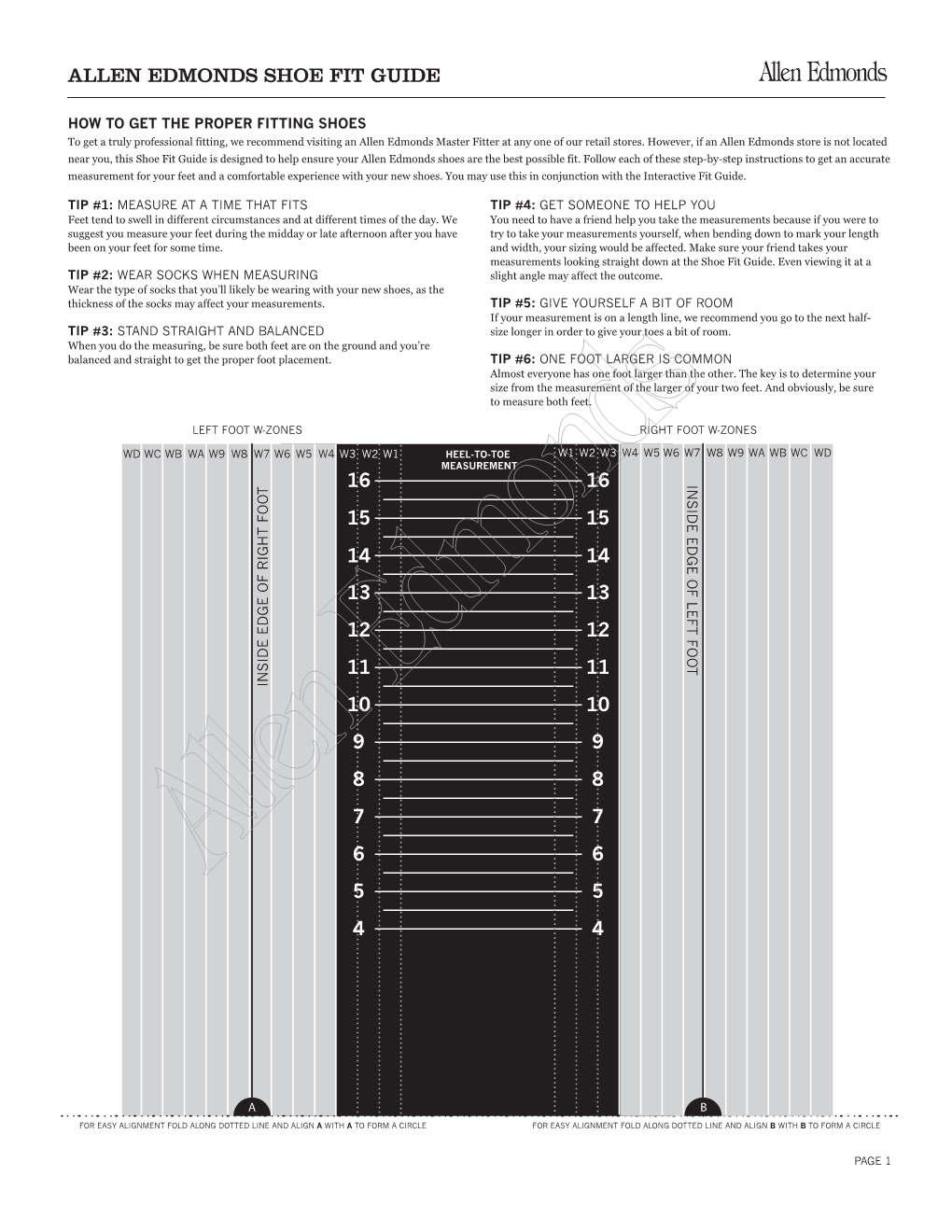 Allen Edmonds Shoe Fit Guide