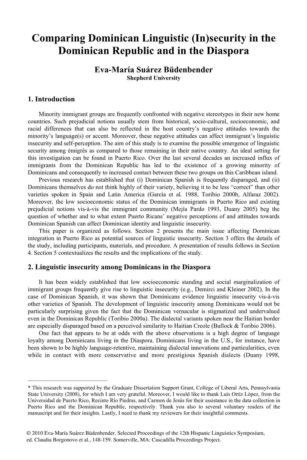 Comparing Dominican Linguistic (In)Security in the Dominican Republic and in the Diaspora