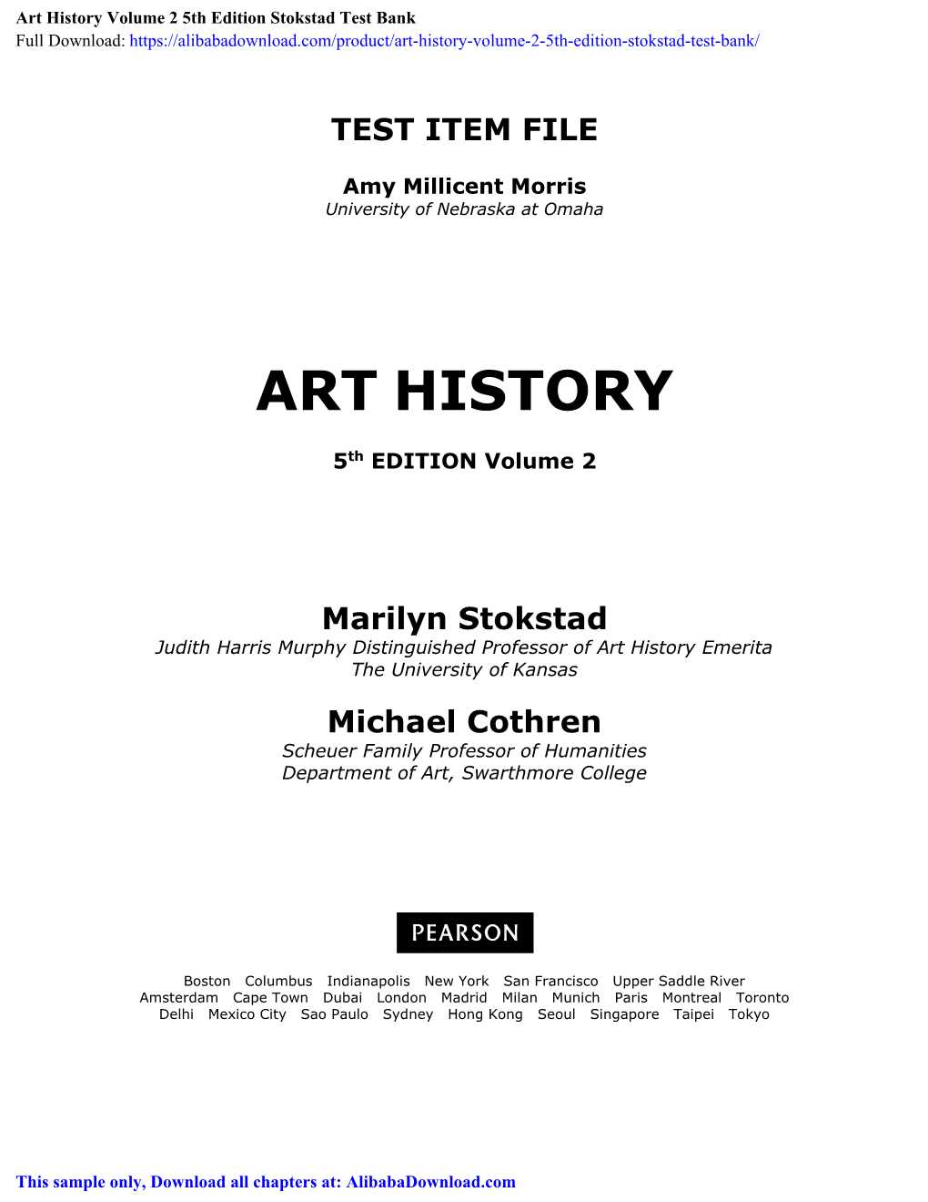 Art History Volume 2 5Th Edition Stokstad Test Bank Full Download