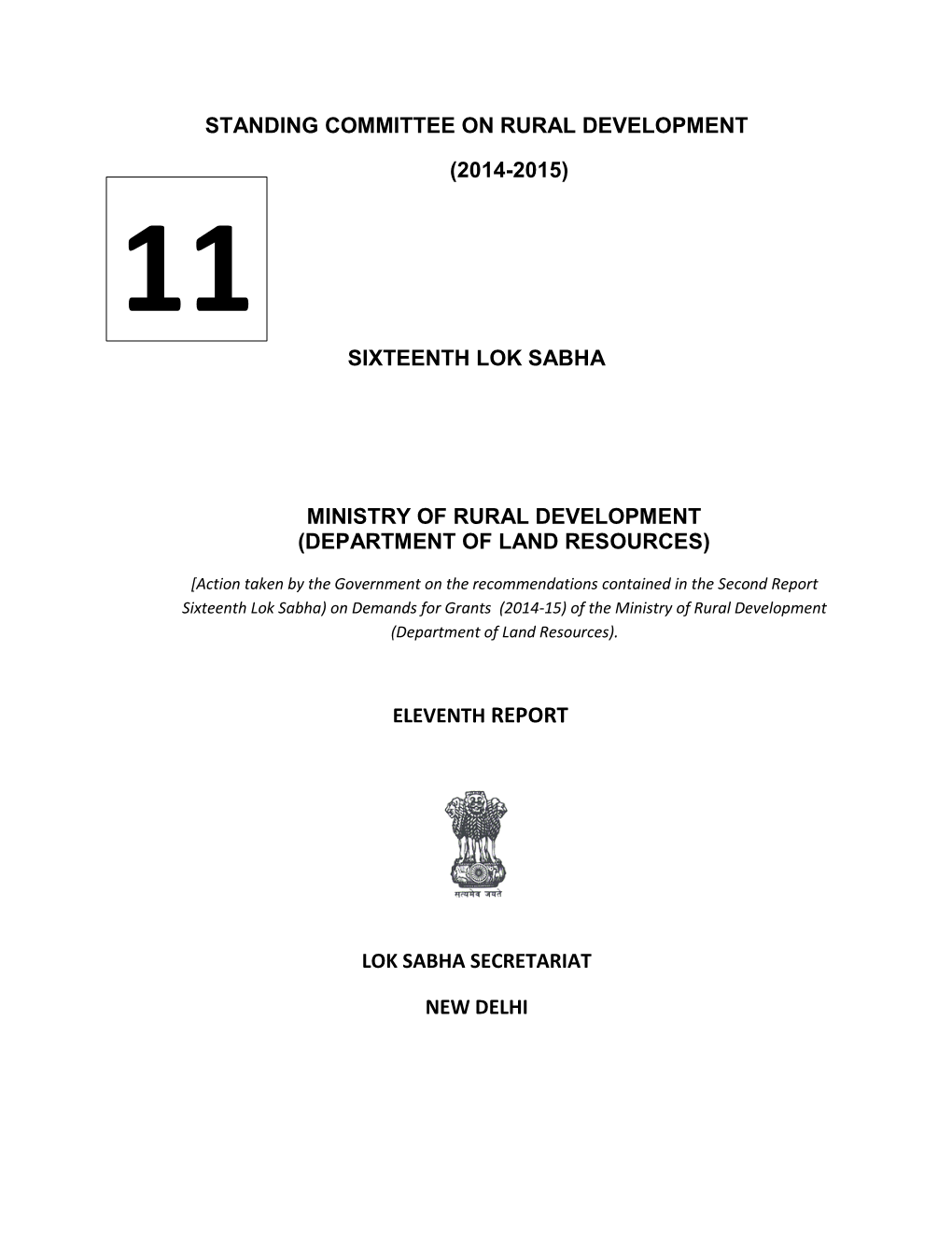 Standing Committee on Rural Development (2014-2015)