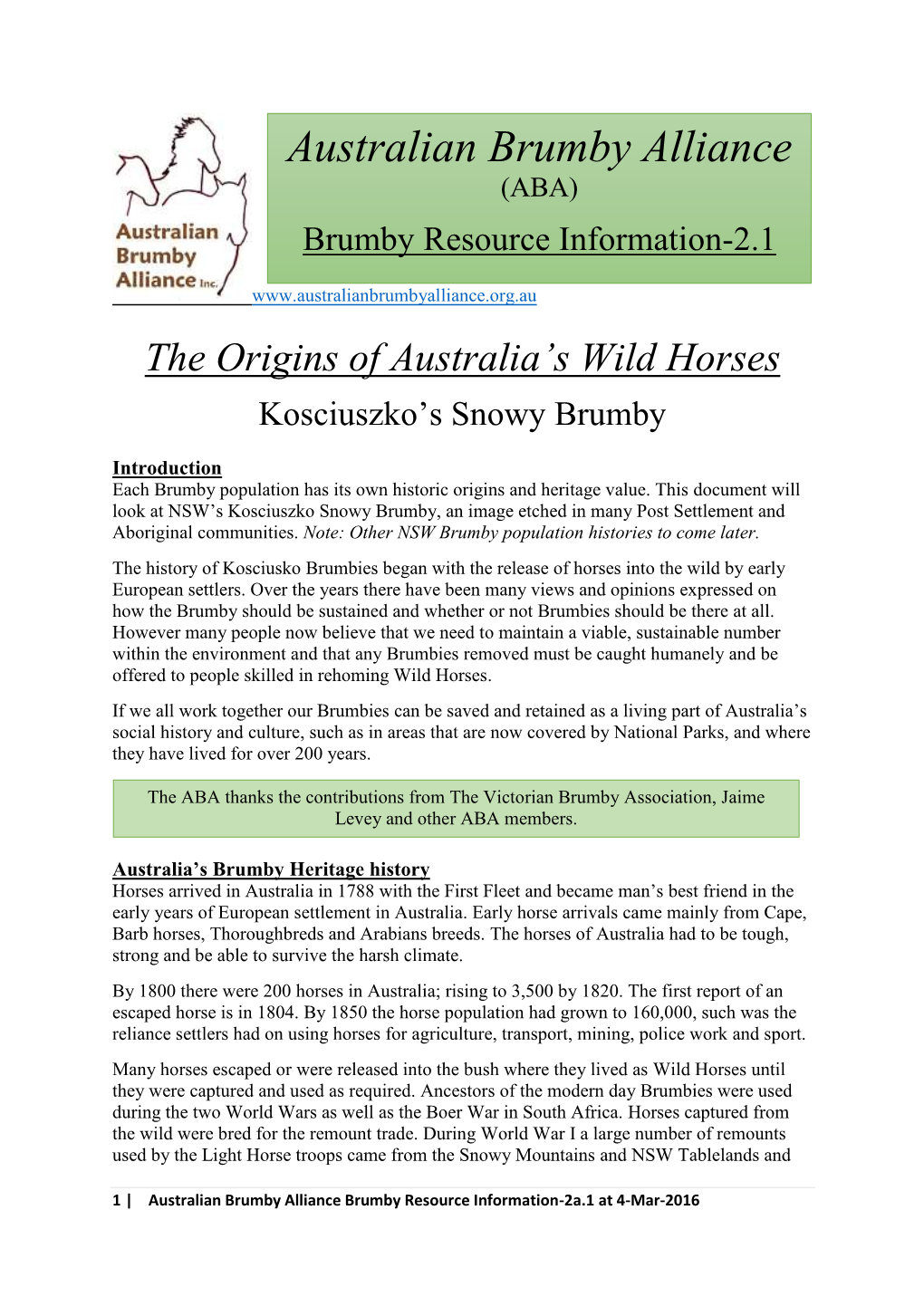 The Origin of Australia's Wild Horses