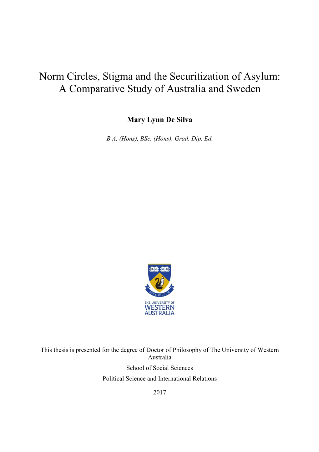 Norm Circles, Stigma and the Securitization of Asylum: a Comparative Study of Australia and Sweden