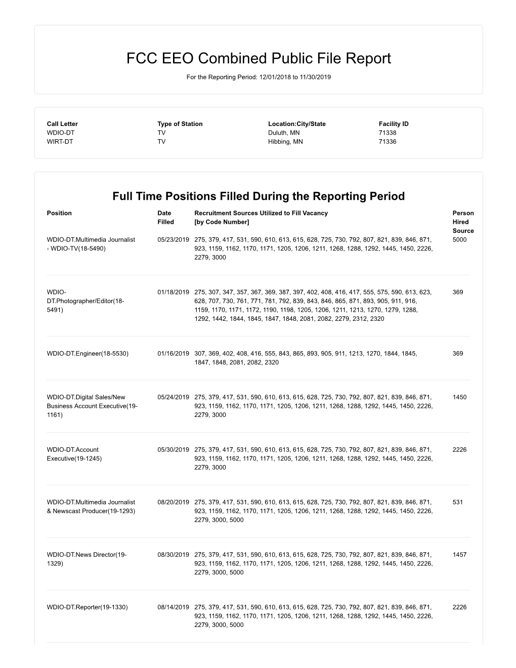 FCC EEO Combined Public File Report