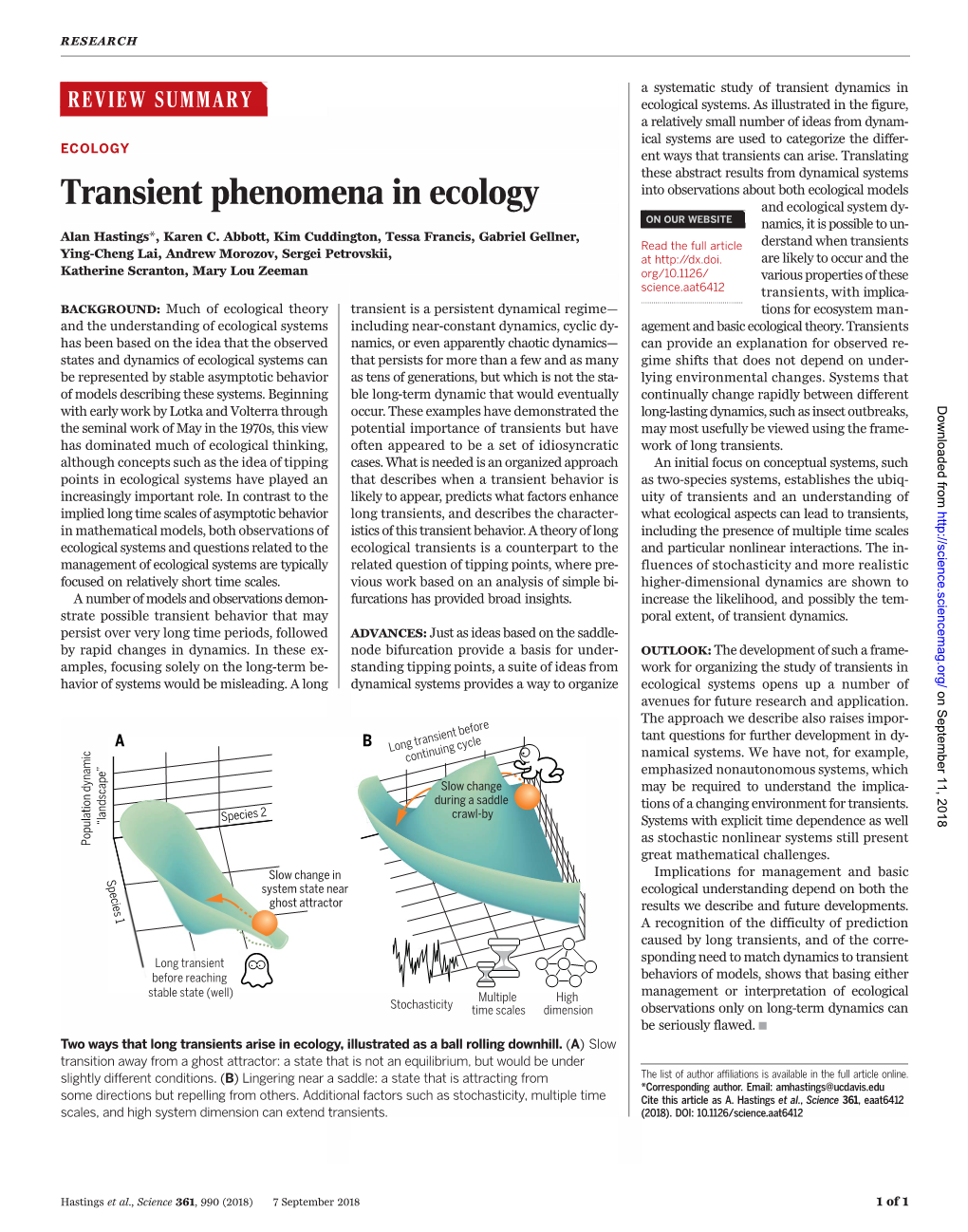 Transient Phenomena in Ecology