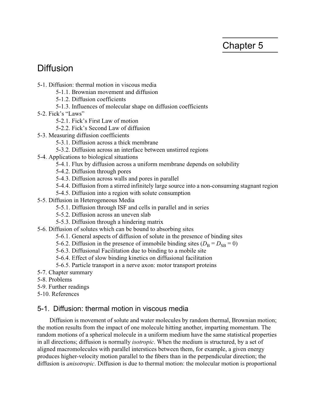 Chapter 5 Diffusion