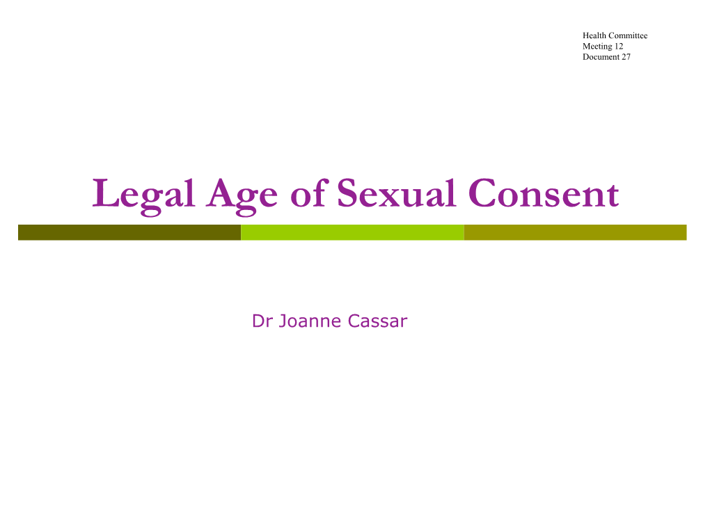 Legal Age of Sexual Consent