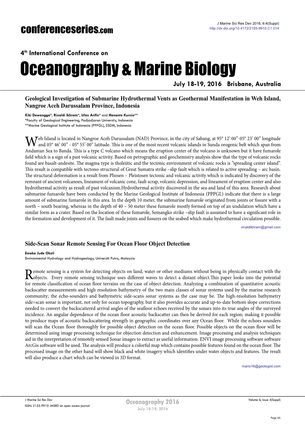 Oceanography & Marine Biology