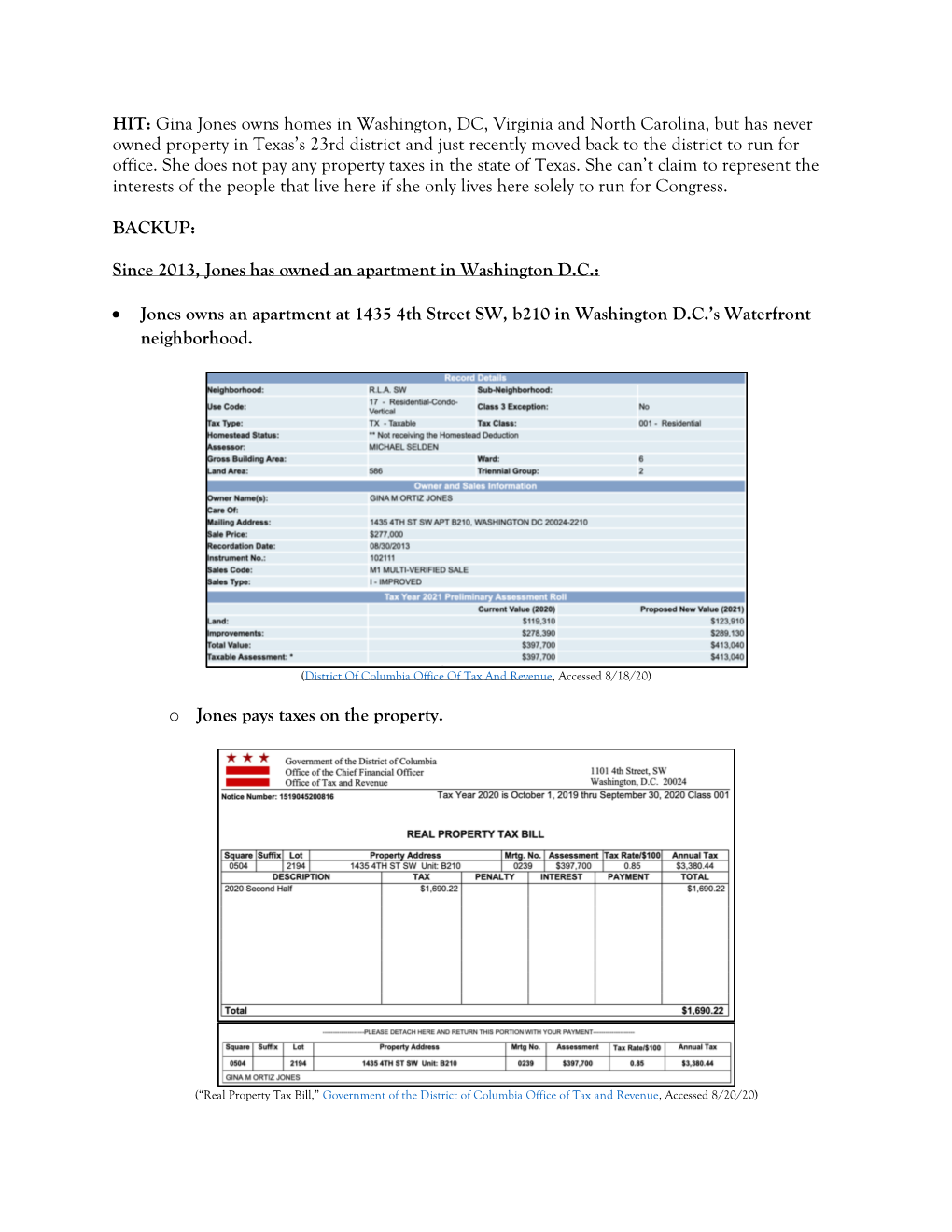 HIT: Gina Jones Owns Homes in Washington, DC, Virginia and North