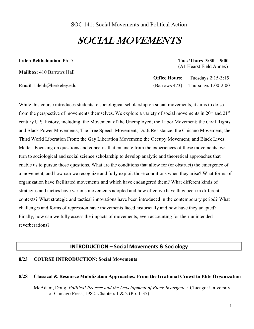 Social Movements and Political Action