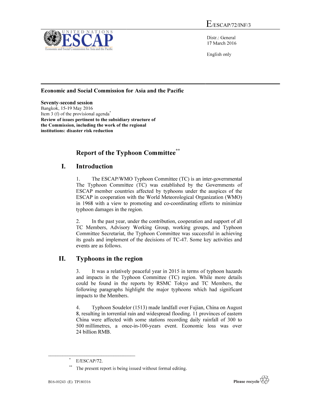 Report of the Typhoon Committee I