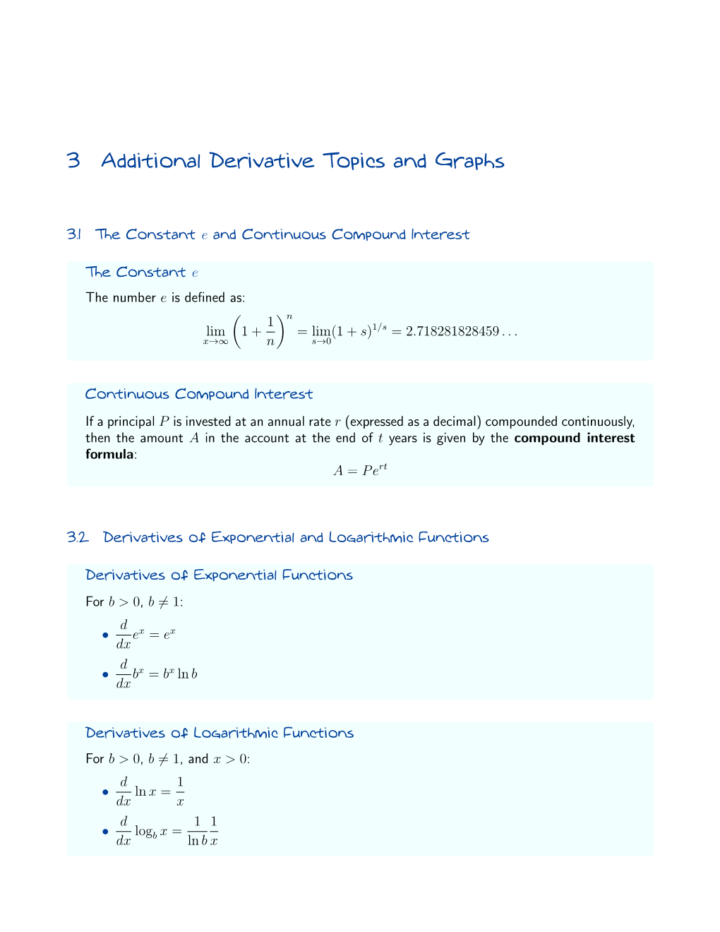 3 Additional Derivative Topics and Graphs