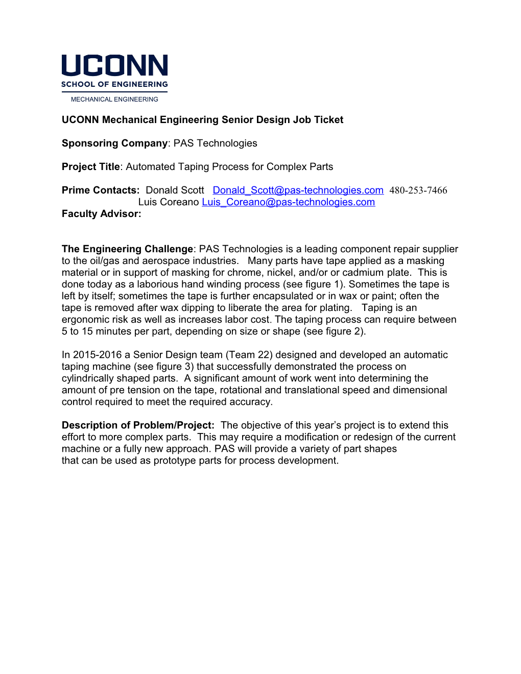 UCONN Mechanical Engineering Senior Design Job Ticket s1