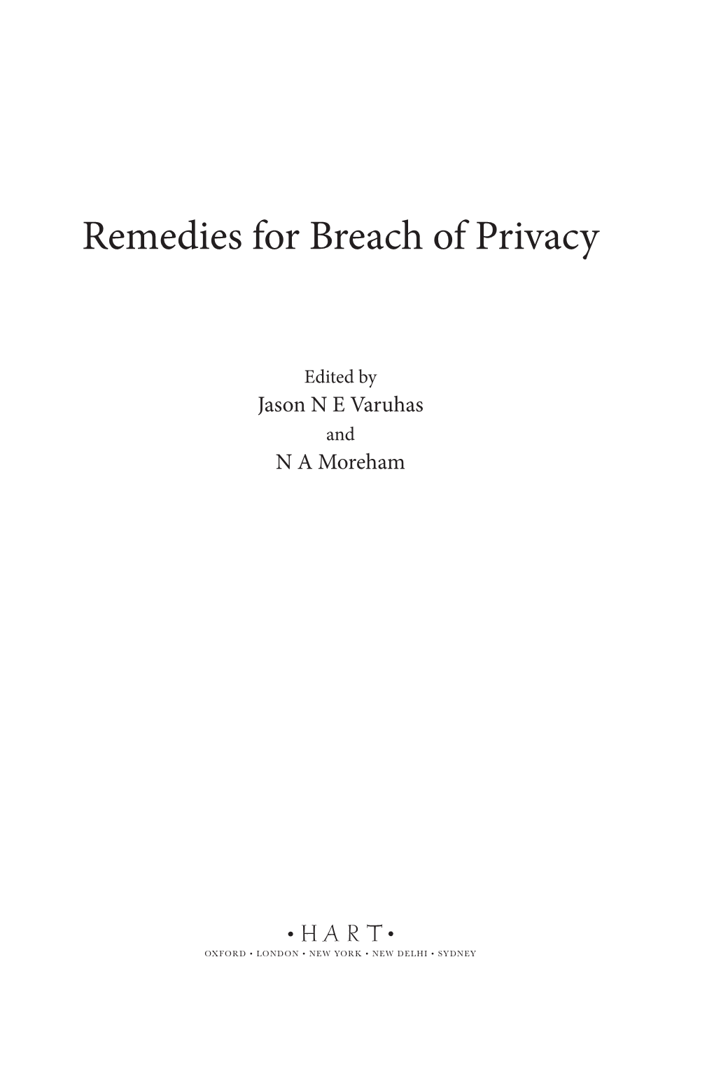 Remedies for Breach of Privacy