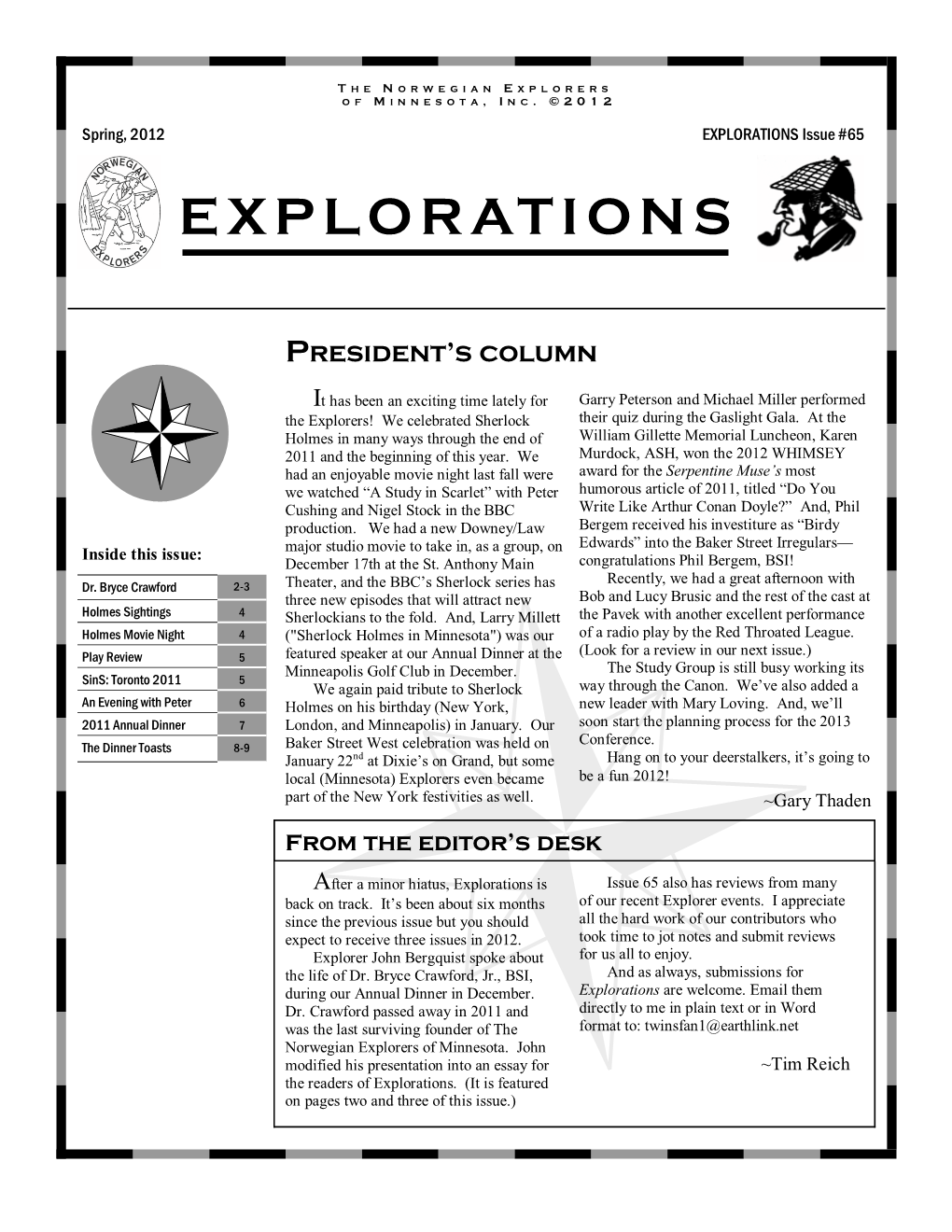EXPLORATIONS Issue #65 EXPLORATIONS