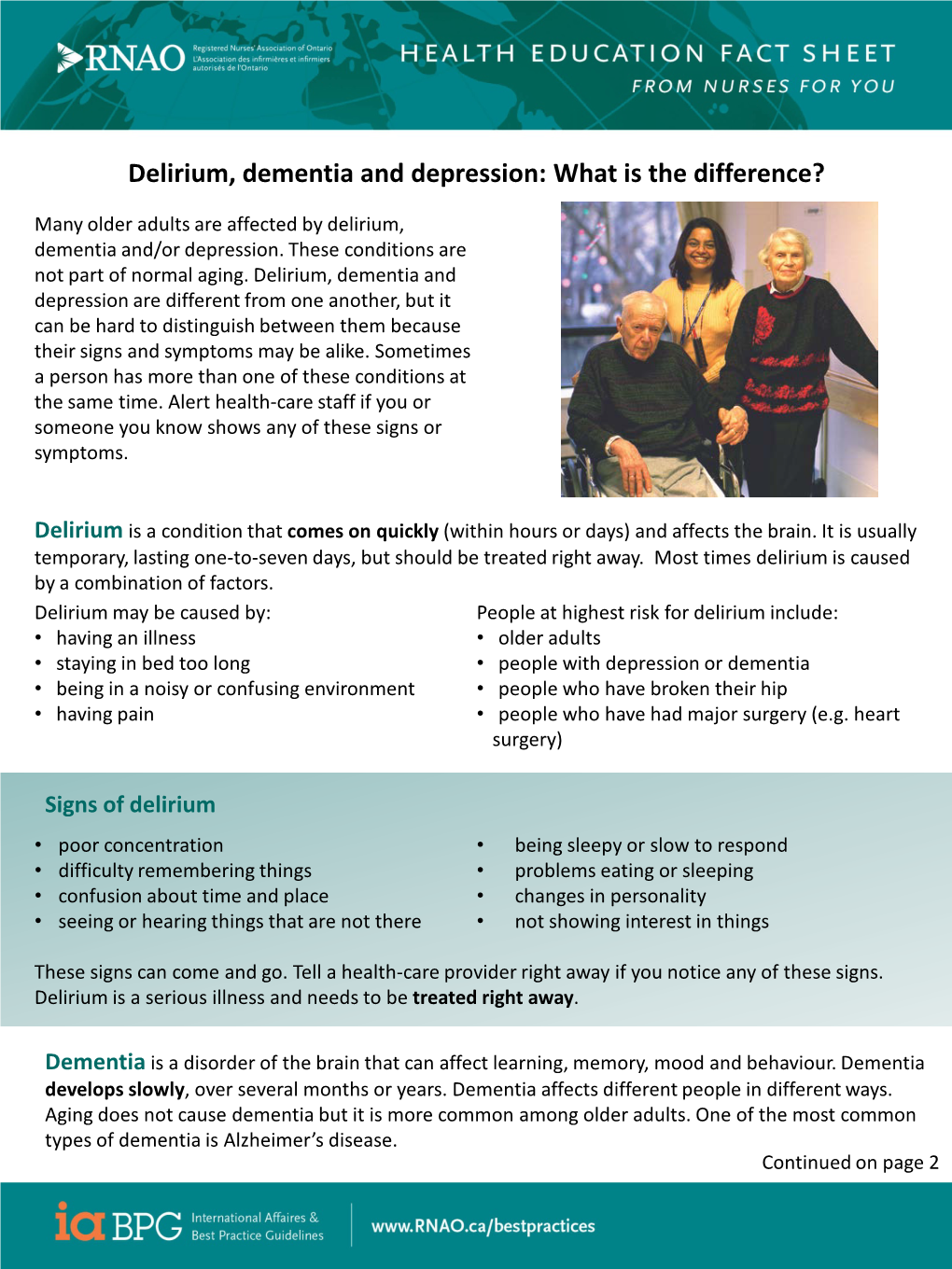 Delirium, Dementia and Depression: What Is the Difference?