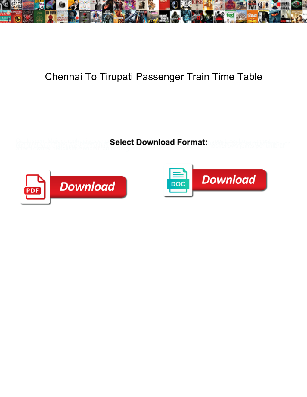 Chennai to Tirupati Passenger Train Time Table