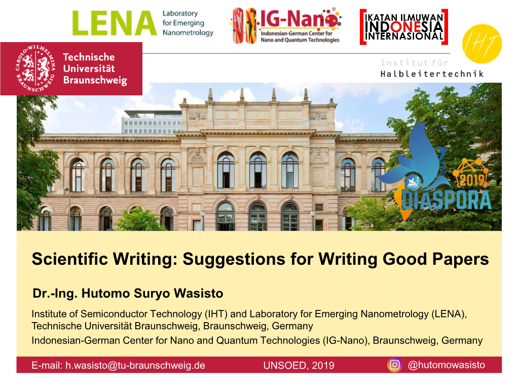 Scientific Writing: Suggestions for Writing Good Papers