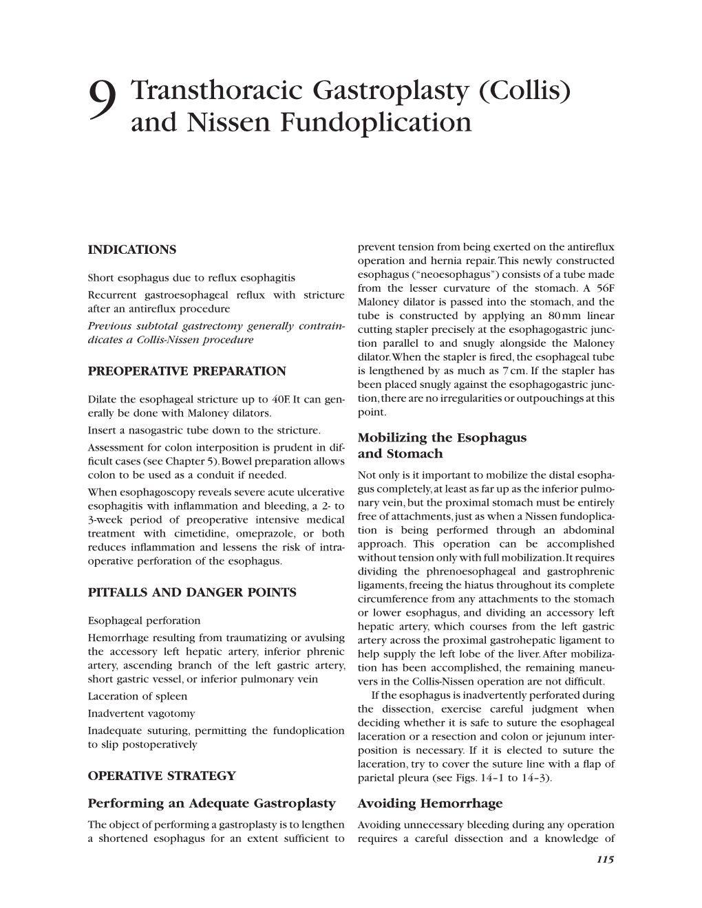 9 Transthoracic Gastroplasty (Collis) and Nissen Fundoplication