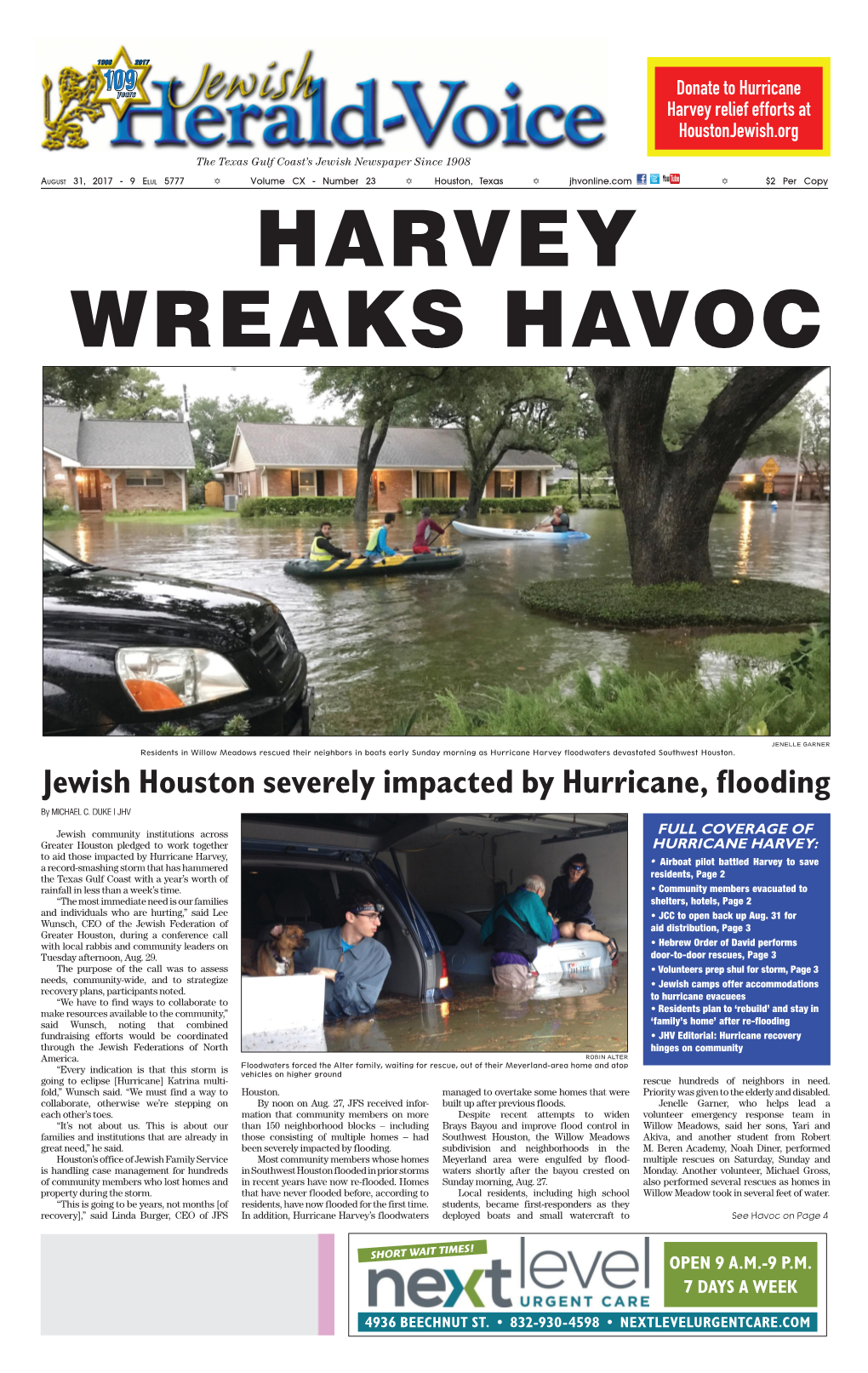 Jewish Houston Severely Impacted by Hurricane, Flooding by MICHAEL C