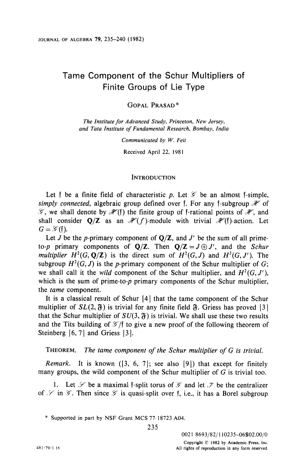 Tame Component of the Schur Multipliers of Finite Groups of Lie Type