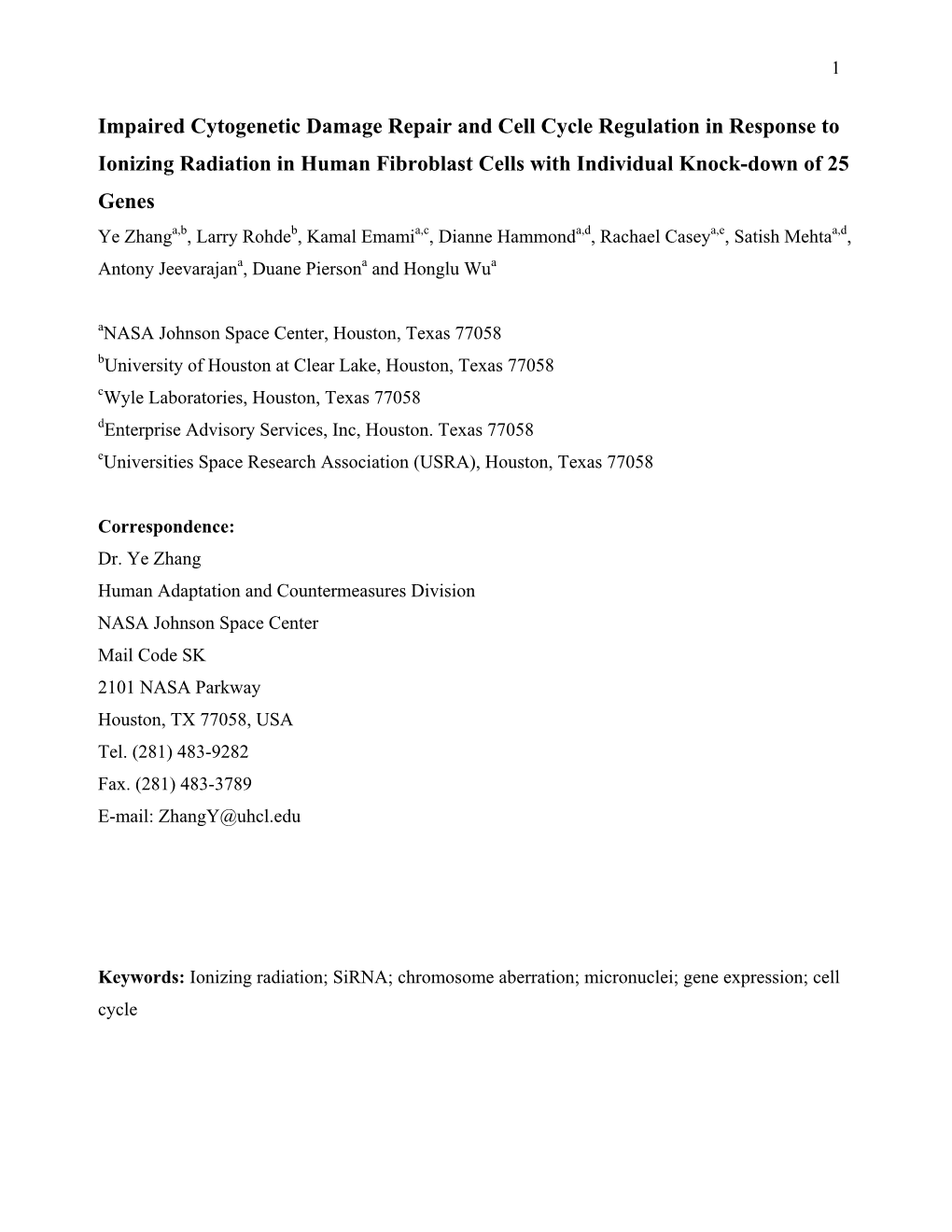 Impaired Cytogenetic Damage Repair and Cell Cycle Regulation In