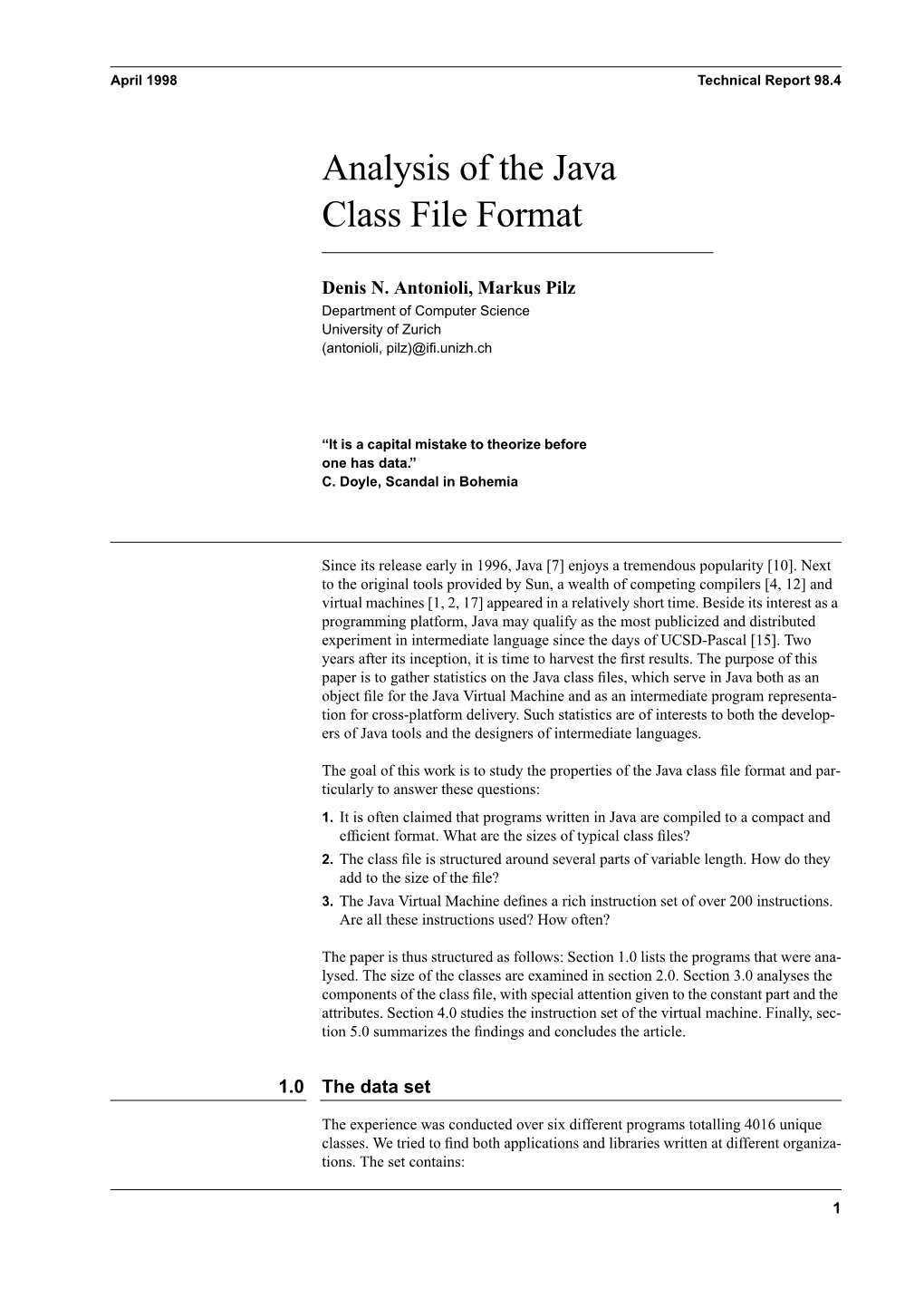 Analysis of the Java Class File Format